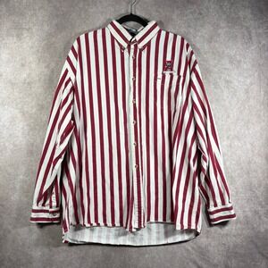 Vintage Castaways Alabama Shirt Mens XL Red White Striped‎ Button Down Preppy